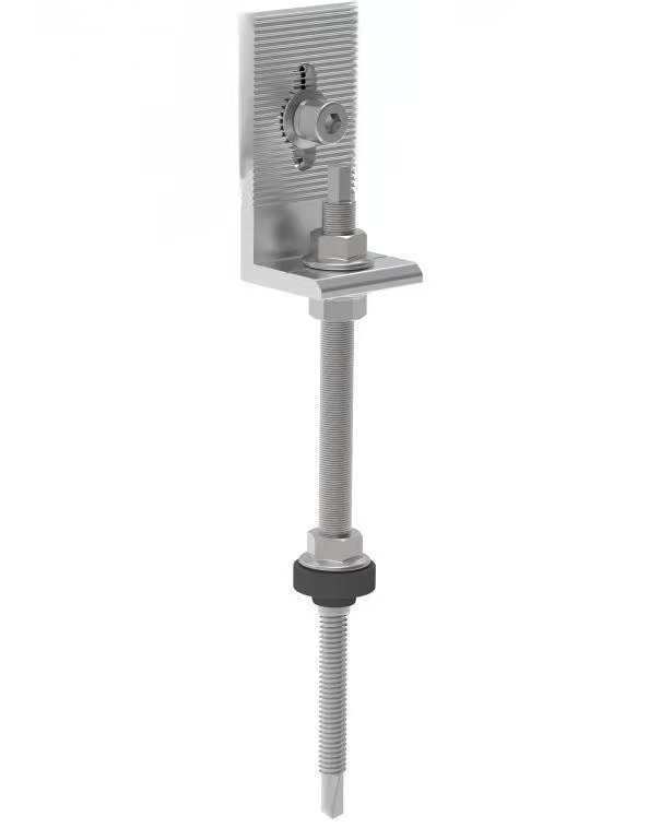 Équerre de Fixation L (L-Feet) Aluminium AL6005-T5 & Inox SUS304 pour Rail Solaire - Kit Goujon M10x200mm ou Vis & Pad EPDM T5-40