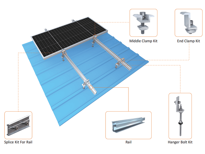 Équerre de Fixation L (L-Feet) Aluminium AL6005-T5 & Inox SUS304 pour Rail Solaire - Kit Goujon M10x200mm ou Vis & Pad EPDM T5-40