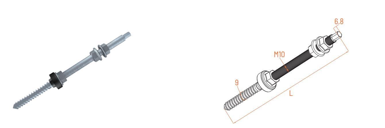 Équerre de Fixation L (L-Feet) Aluminium AL6005-T5 & Inox SUS304 pour Rail Solaire - Kit Goujon M10x200mm ou Vis & Pad EPDM T5-40