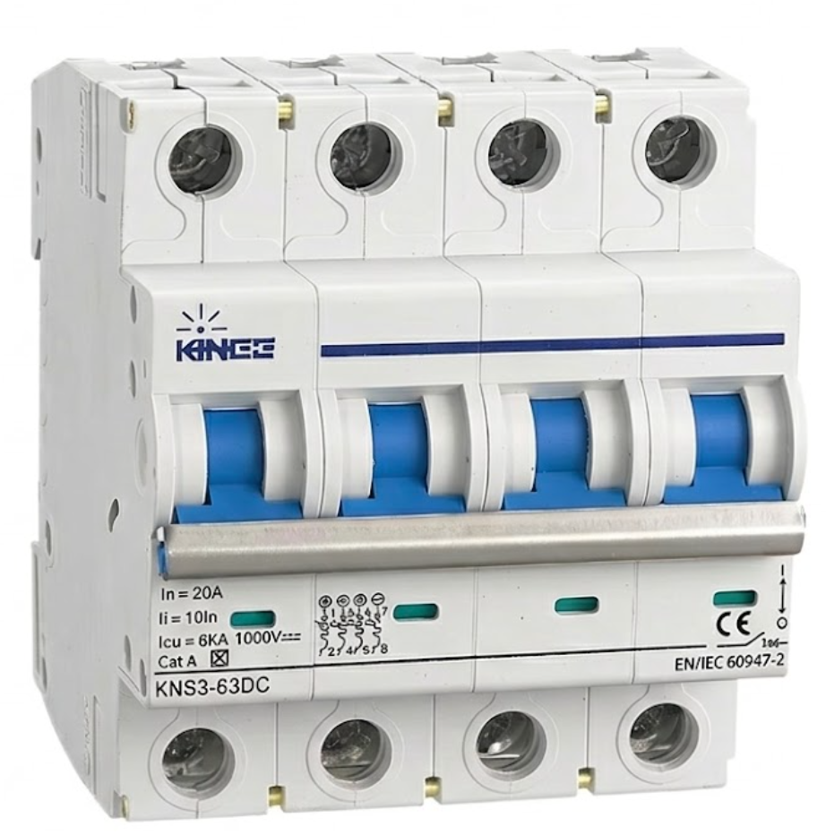 Disjoncteur Magnétothermique DC 4P 1000V 20A 6kA - Kinee Electric (No Busbar)